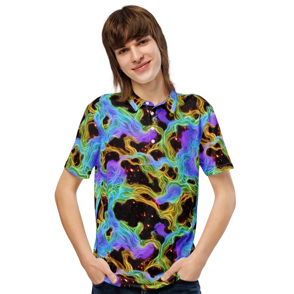 Galactic Tides on Men's Slim Fit Polo Shirt — Front