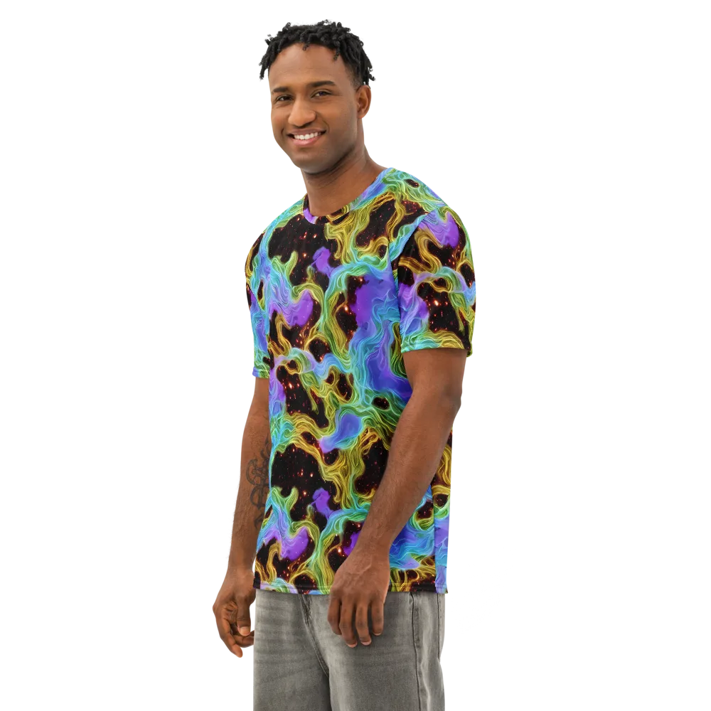 Galactic Tides on Men's Cotton Crew Neck T-Shirt — Left Front