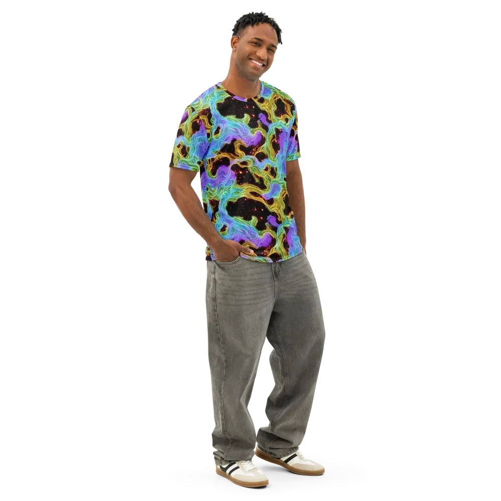 Galactic Tides on Men's Cotton Crew Neck T-Shirt — Right Front