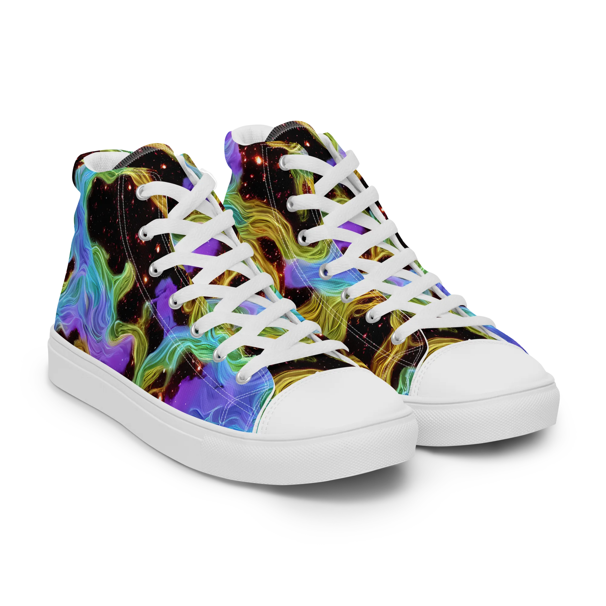 Galactic Tides on Men's High Top Canvas Shoes — Right Front