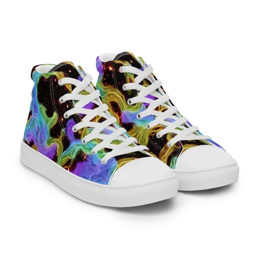 Galactic Tides on a Men's High Top Canvas Shoes
