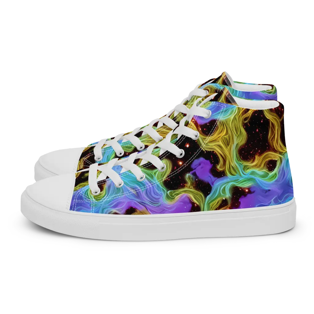 Galactic Tides on Men's High Top Canvas Shoes — Left