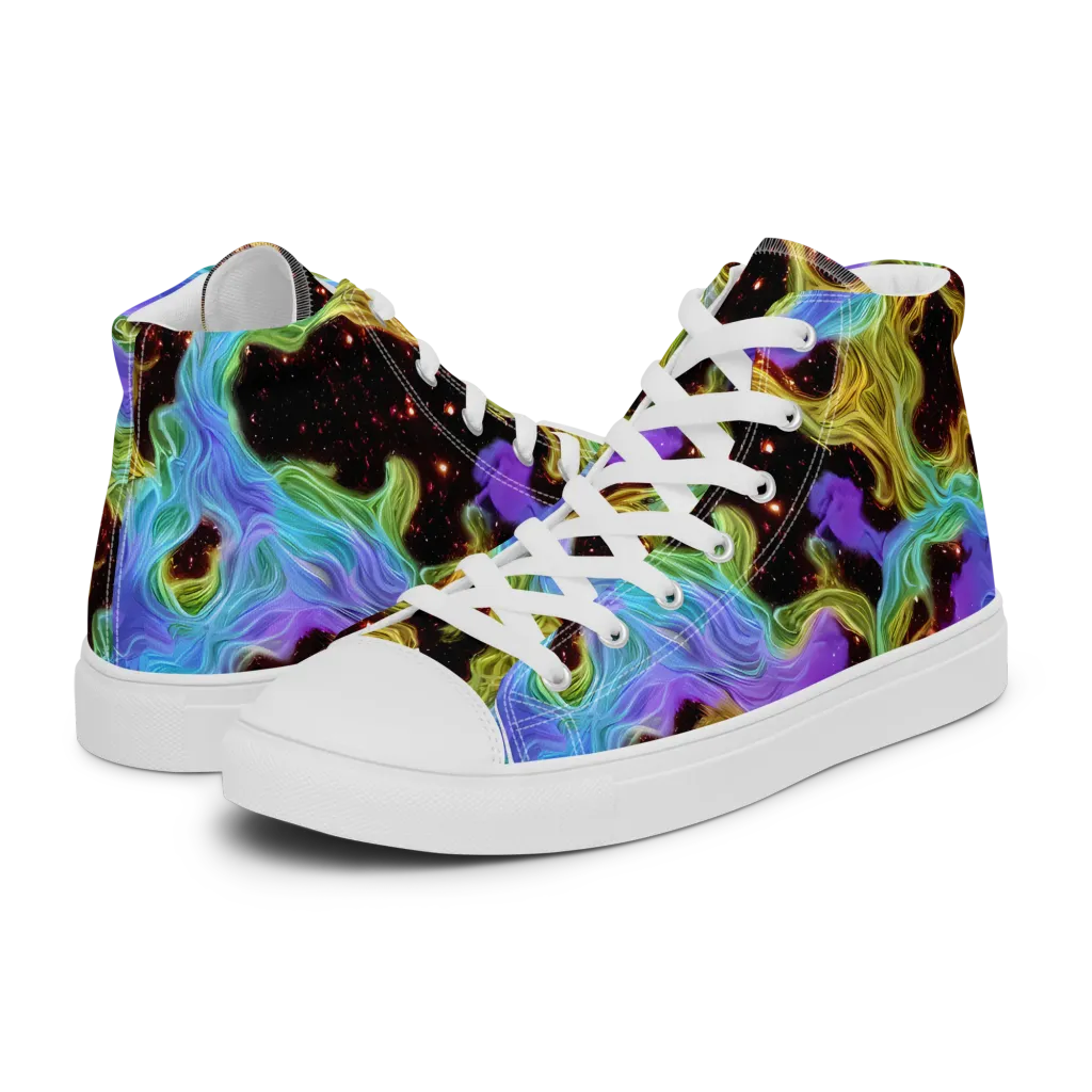 Galactic Tides on Men's High Top Canvas Shoes — Left
