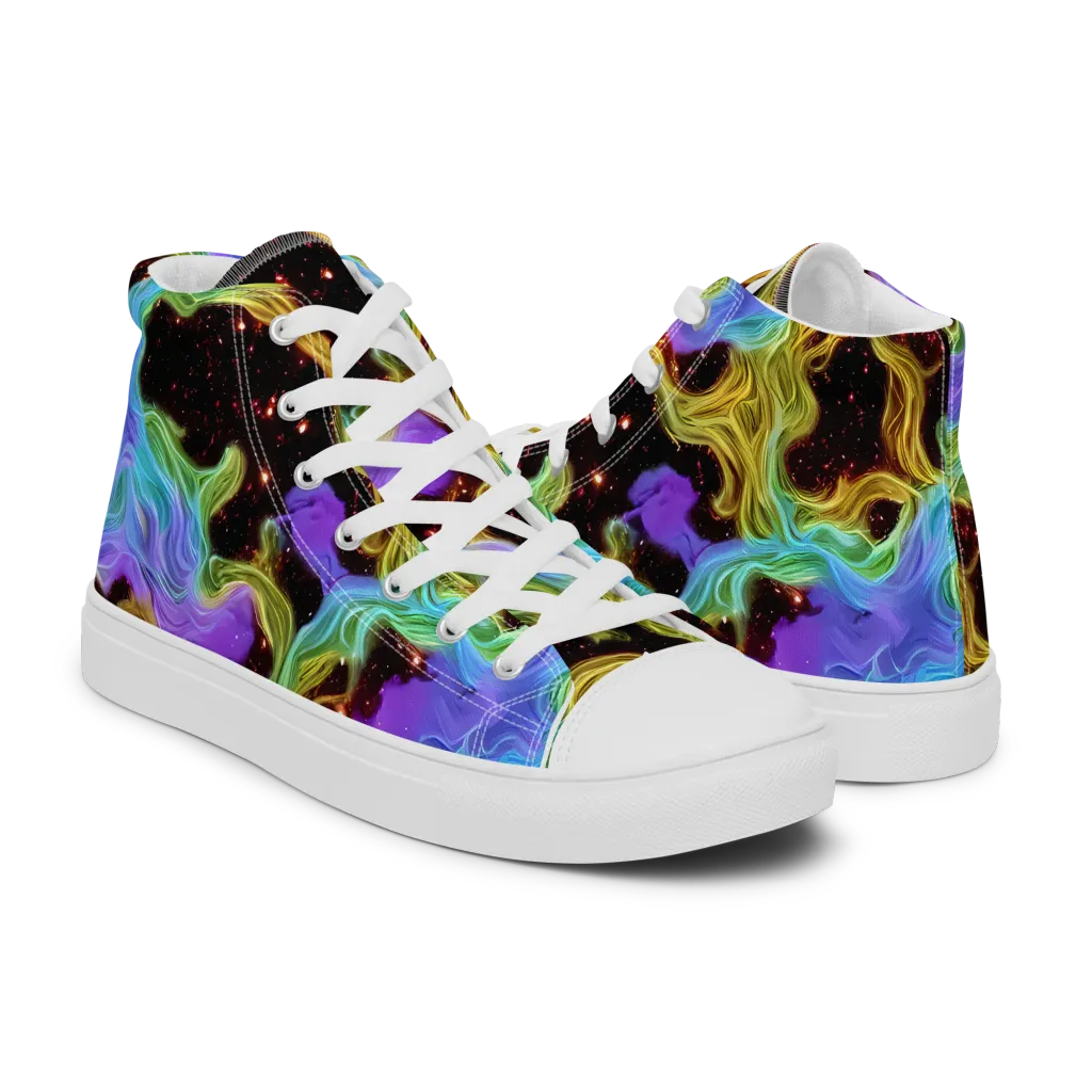 Galactic Tides on Men's High Top Canvas Shoes — Right