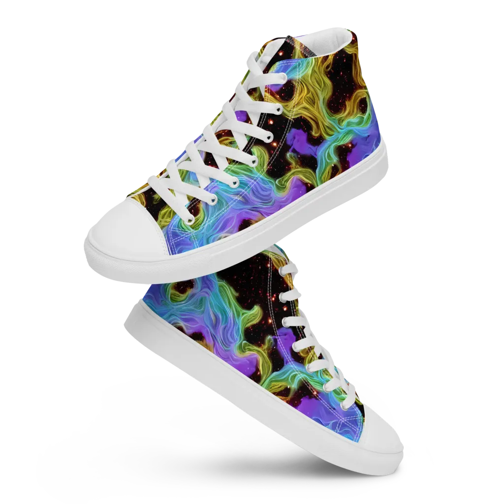 Galactic Tides on Men's High Top Canvas Shoes — Front