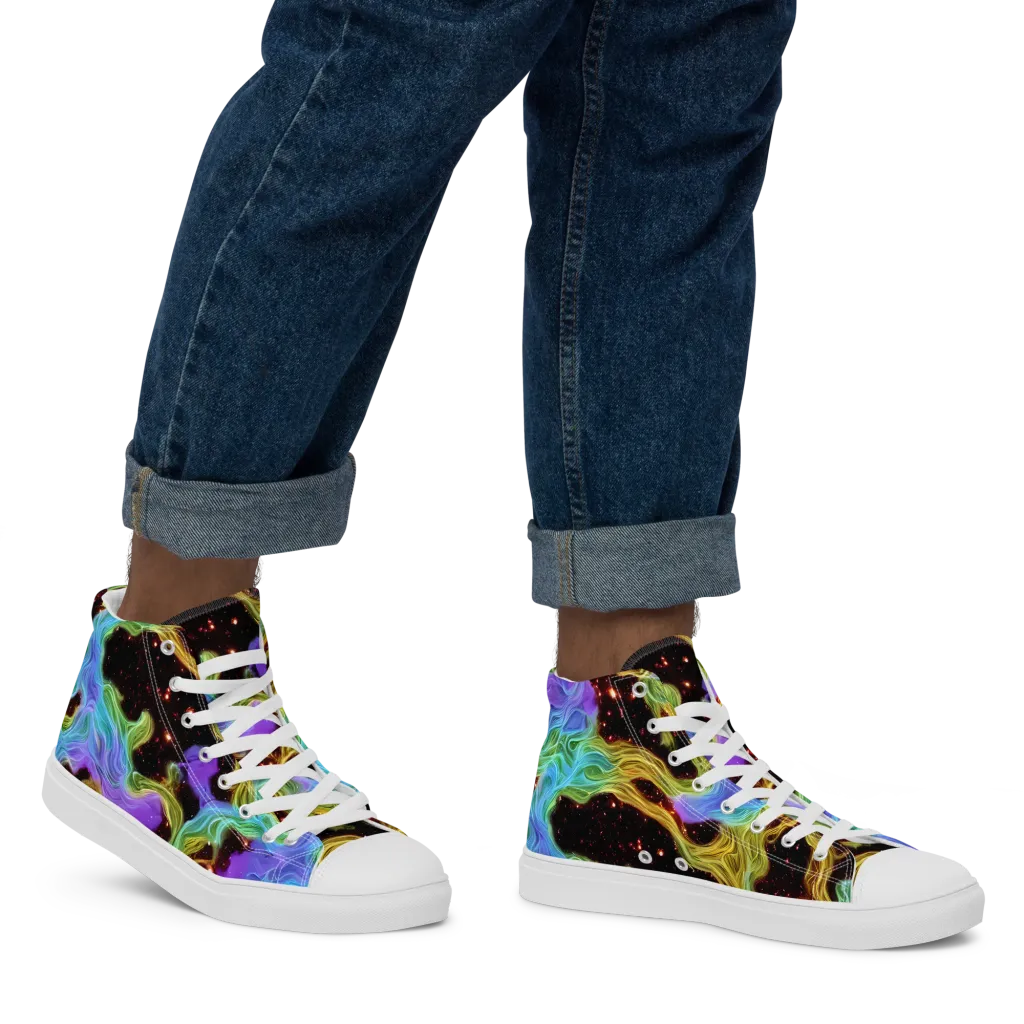 Galactic Tides on Men's High Top Canvas Shoes — Right