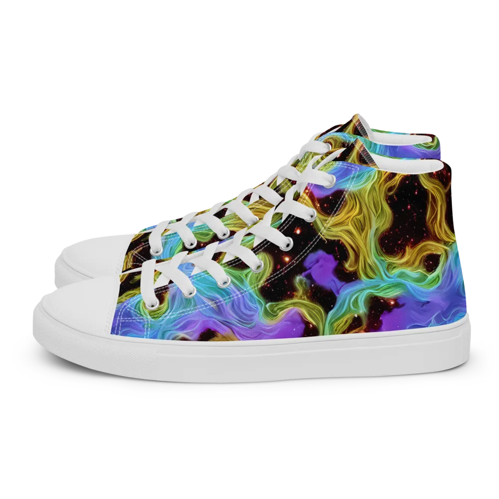 Galactic Tides on Women's High Top Canvas Shoes — Left