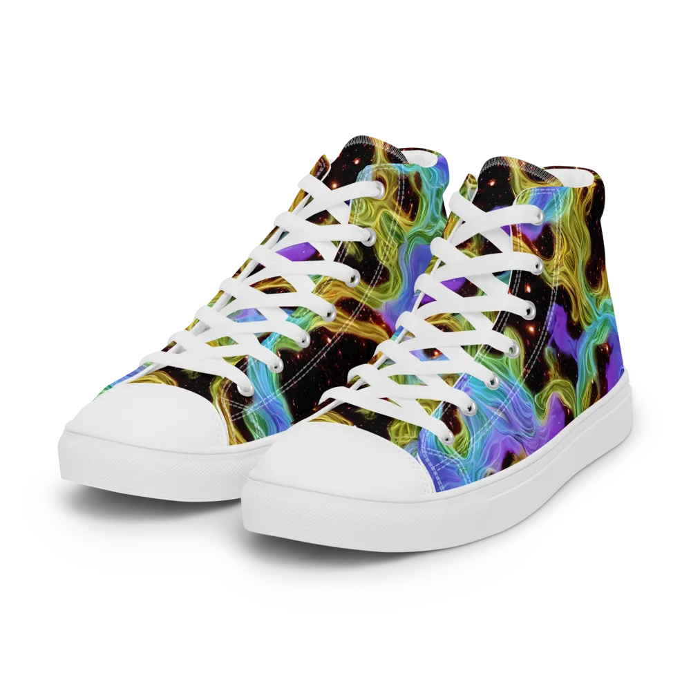 Galactic Tides on Women's High Top Canvas Shoes — Left Front