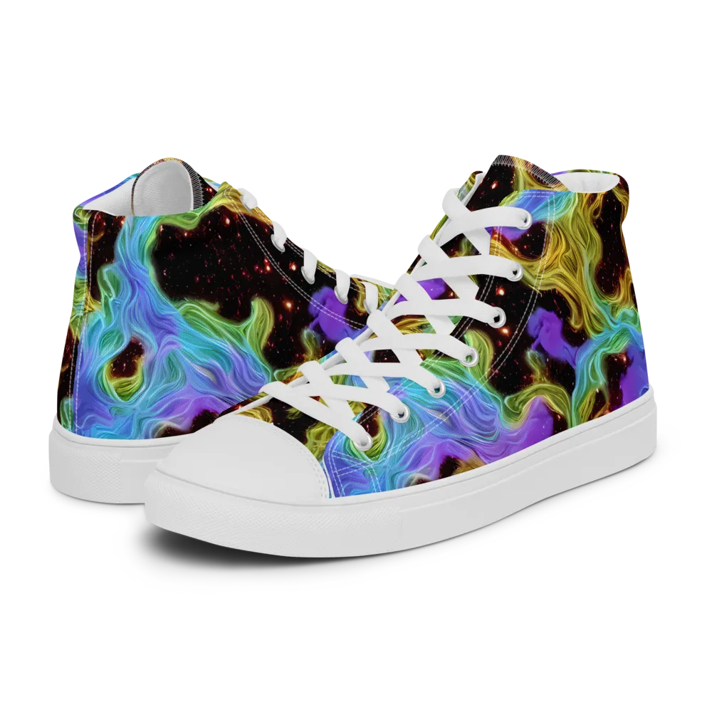 Galactic Tides on Women's High Top Canvas Shoes — Left