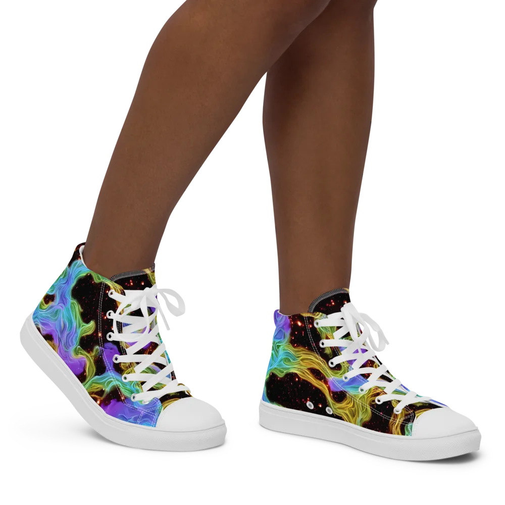 Galactic Tides on Women's High Top Canvas Shoes — Right
