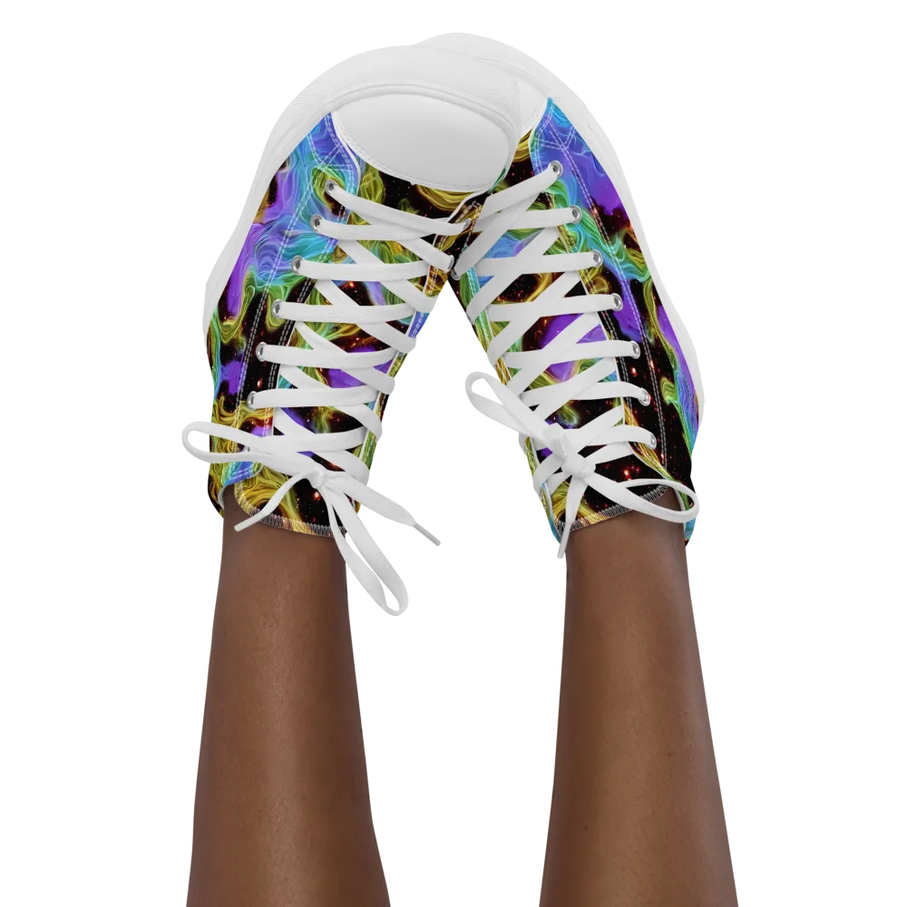 Galactic Tides on Women's High Top Canvas Shoes — Front