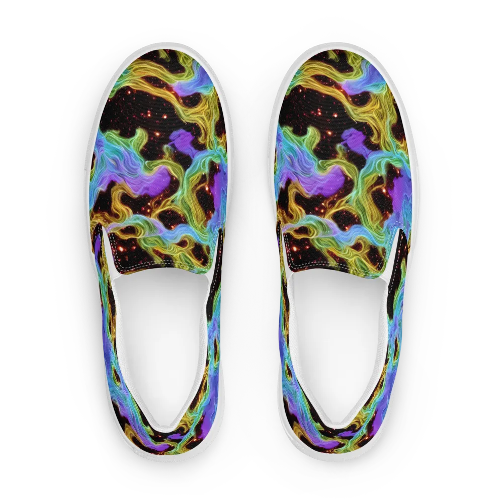 Galactic Tides on Men's Slip-On Canvas Shoes — Front