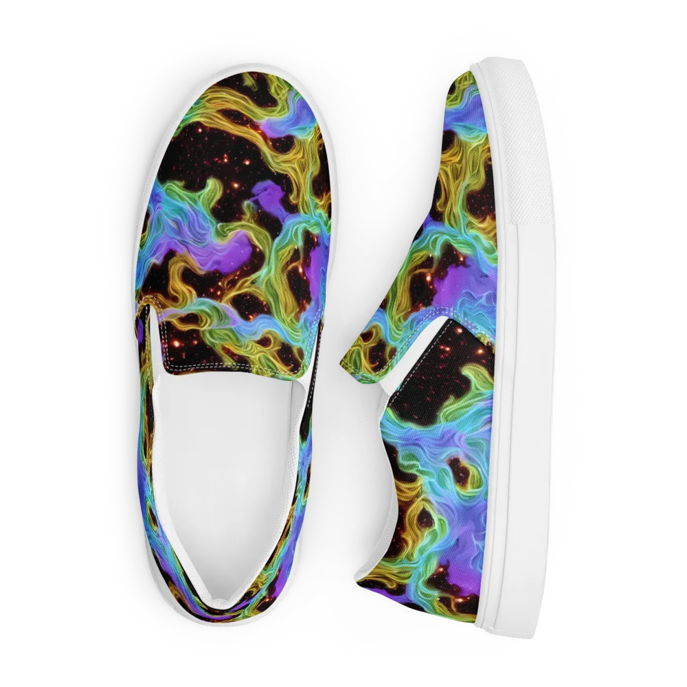 Galactic Tides on Men's Slip-On Canvas Shoes — Front