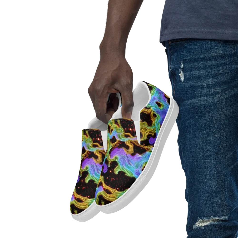 Galactic Tides on Men's Slip-On Canvas Shoes — Left Front