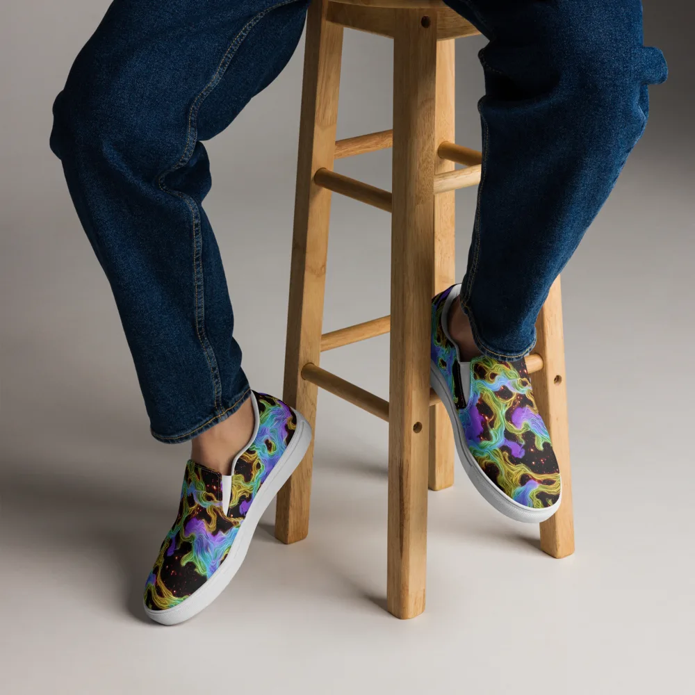 Galactic Tides on Men's Slip-On Canvas Shoes — Front