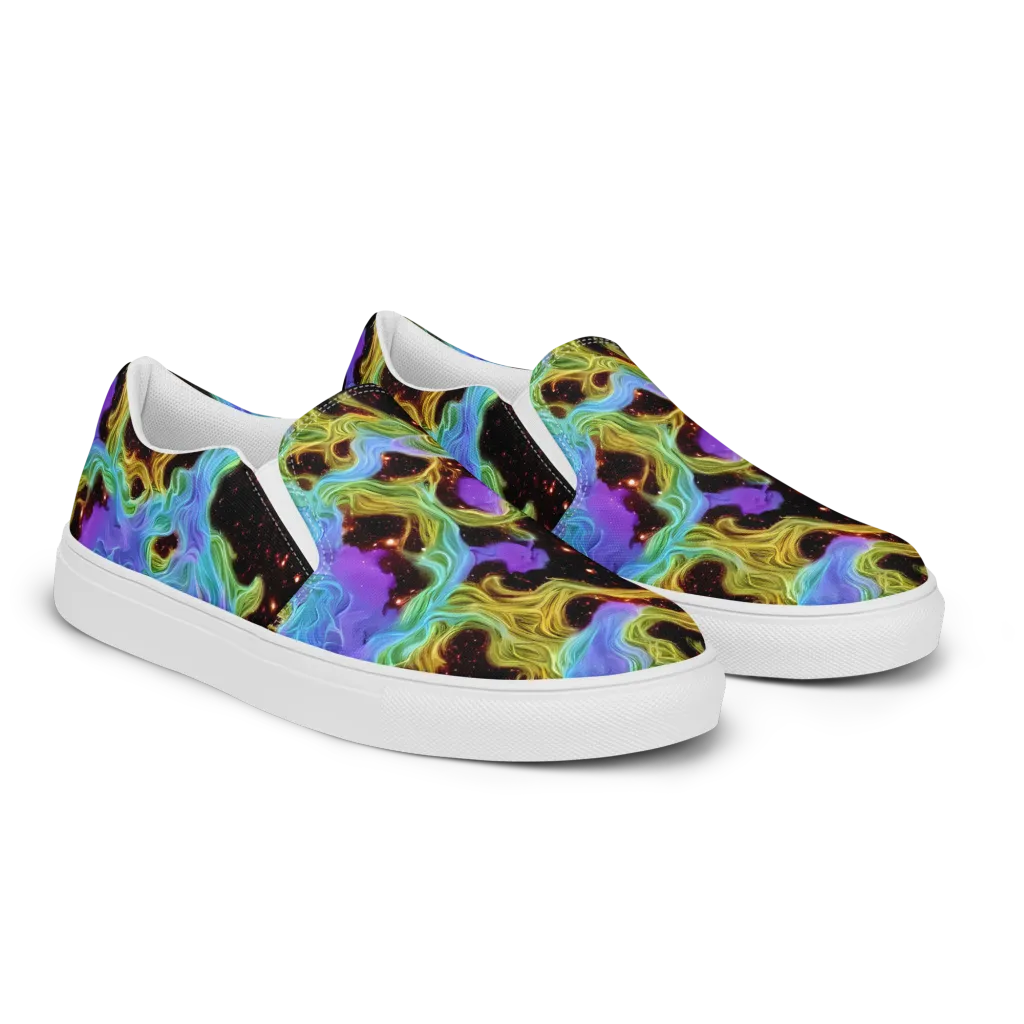 Galactic Tides on Women's Slip-On Canvas Shoes — Right Front