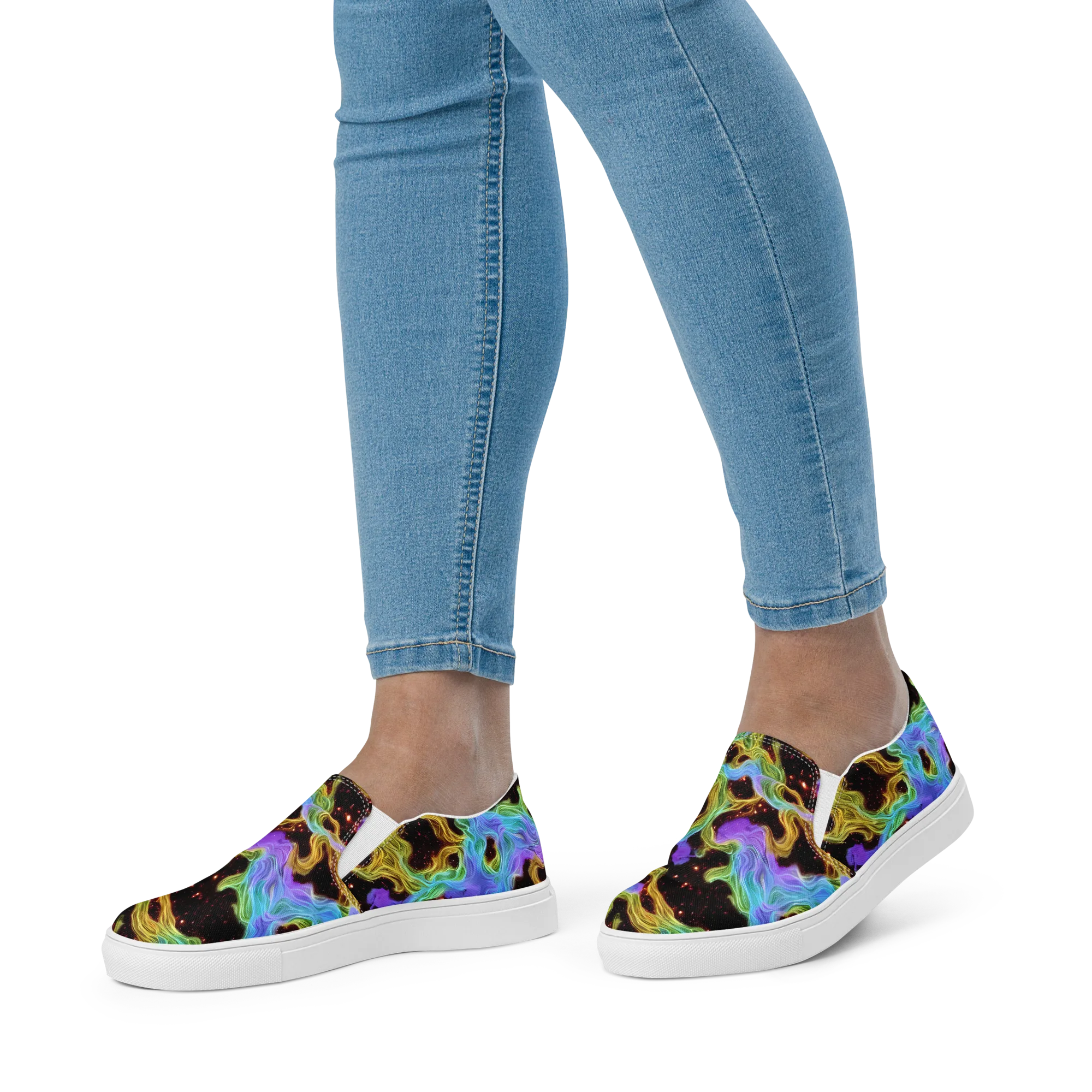 Galactic Tides on Women's Slip-On Canvas Shoes — Front