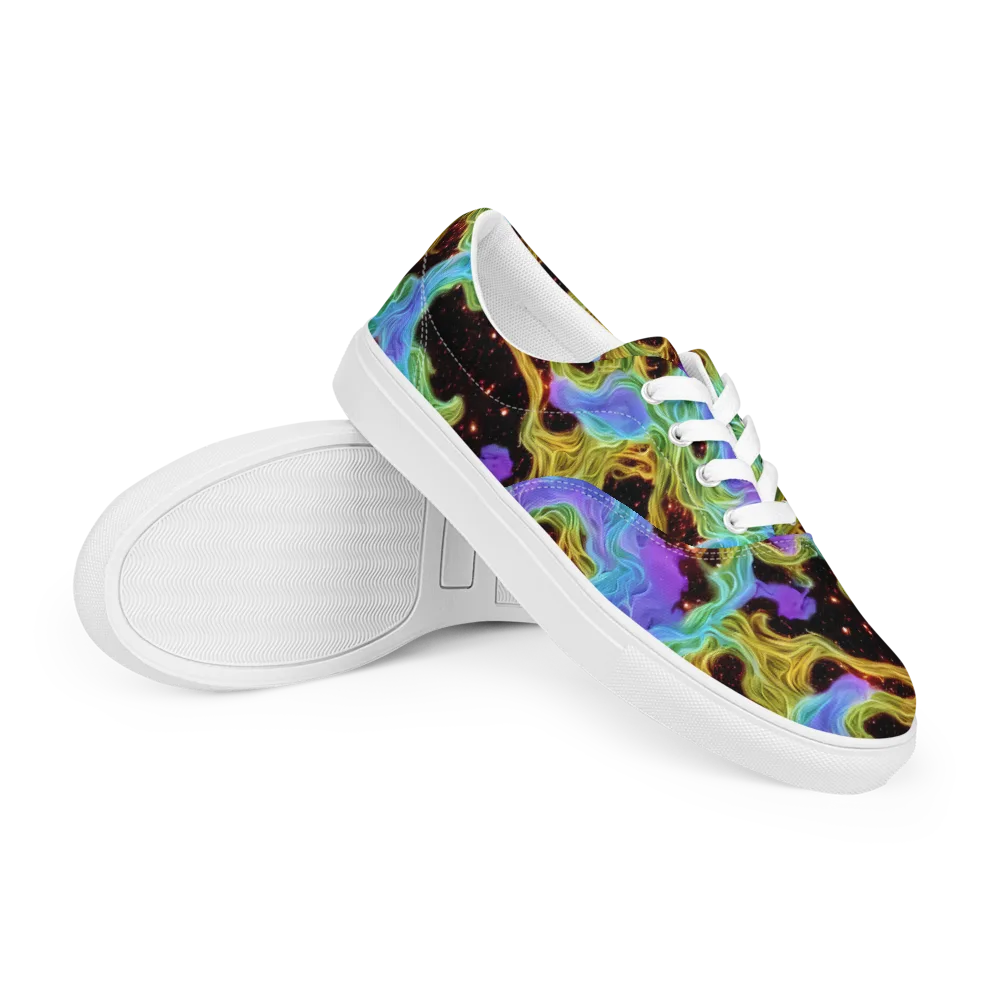 Galactic Tides on Men's Lace-Up Canvas Shoes — Right Front