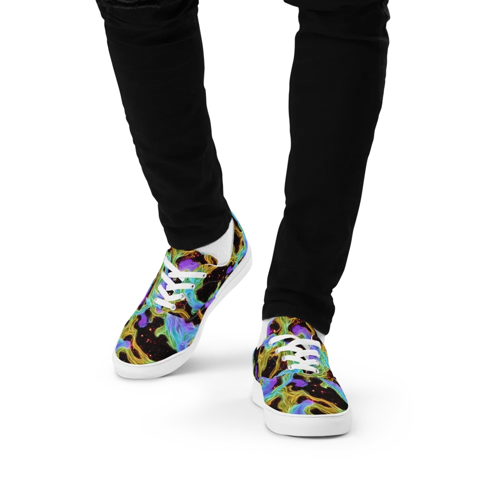 Galactic Tides on Men's Lace-Up Canvas Shoes — Front