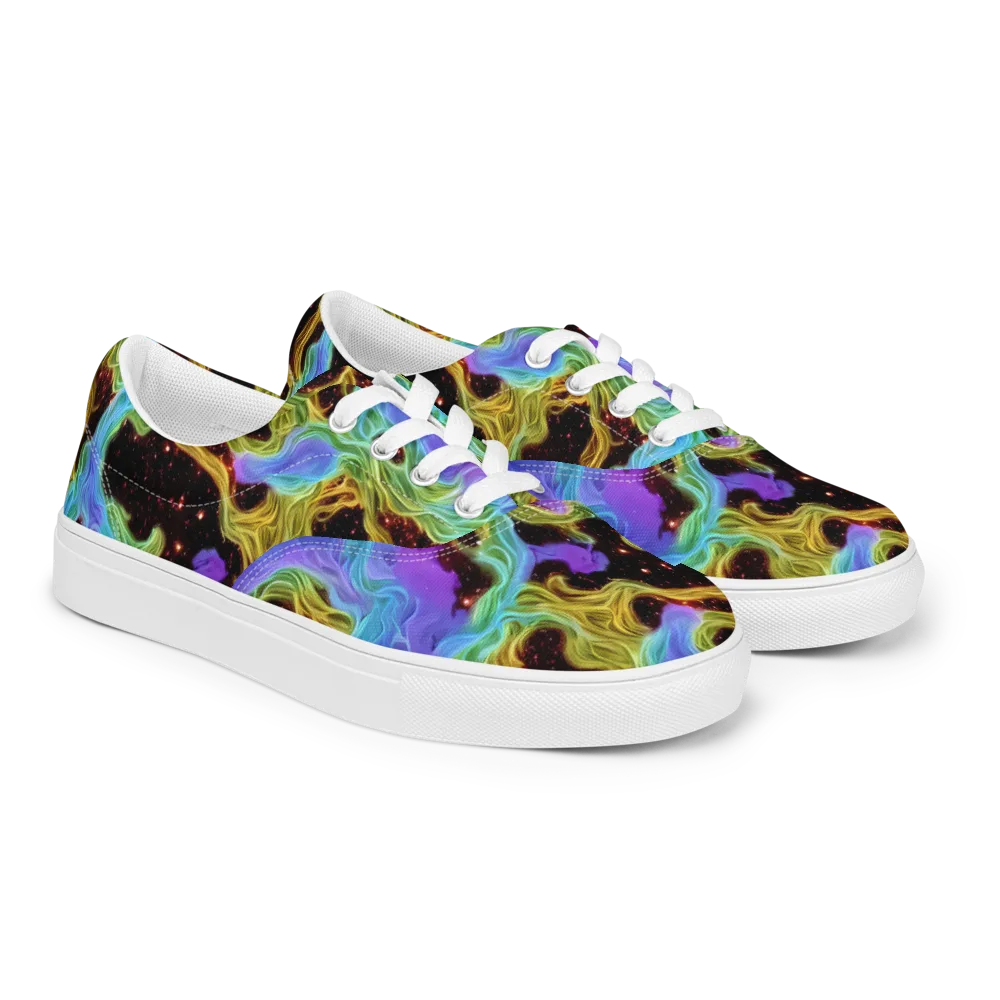 Galactic Tides on Men's Lace-Up Canvas Shoes — Right Front