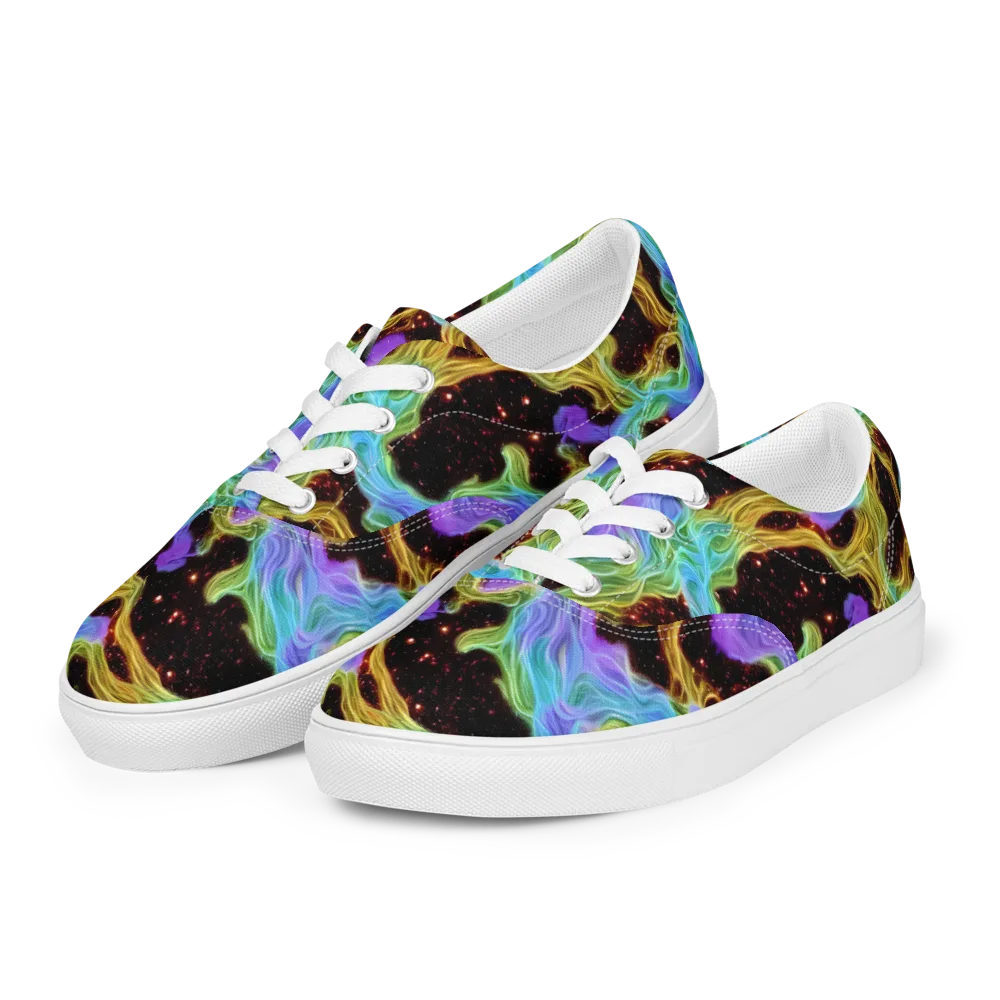 Galactic Tides on Men's Lace-Up Canvas Shoes — Left Front