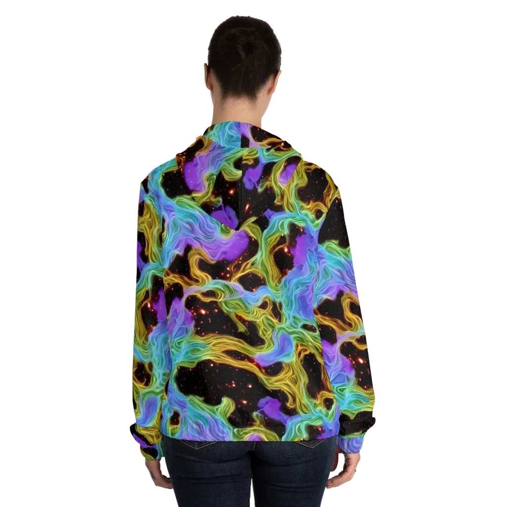 Galactic Tides on Women's Full-Zip Hoodie — Back On Person