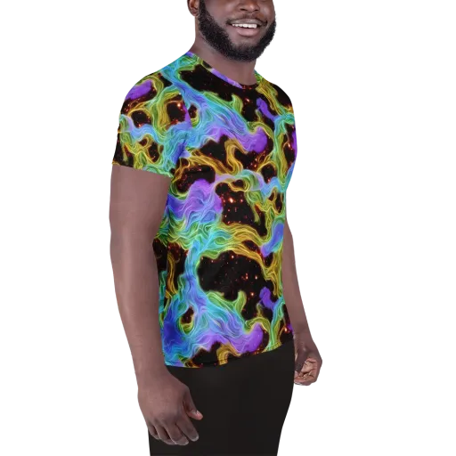 Galactic Tides on a Men's Athletic T-Shirt