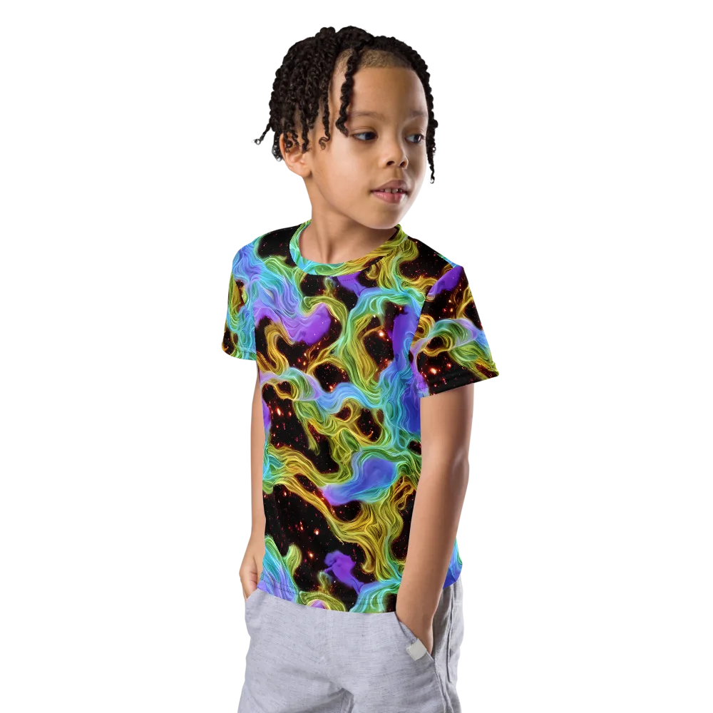 Galactic Tides on Kids Crew Neck T-Shirt — Left Front