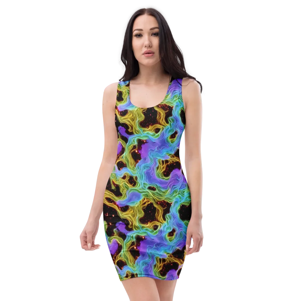 Galactic Tides on Bodycon Dress — Front