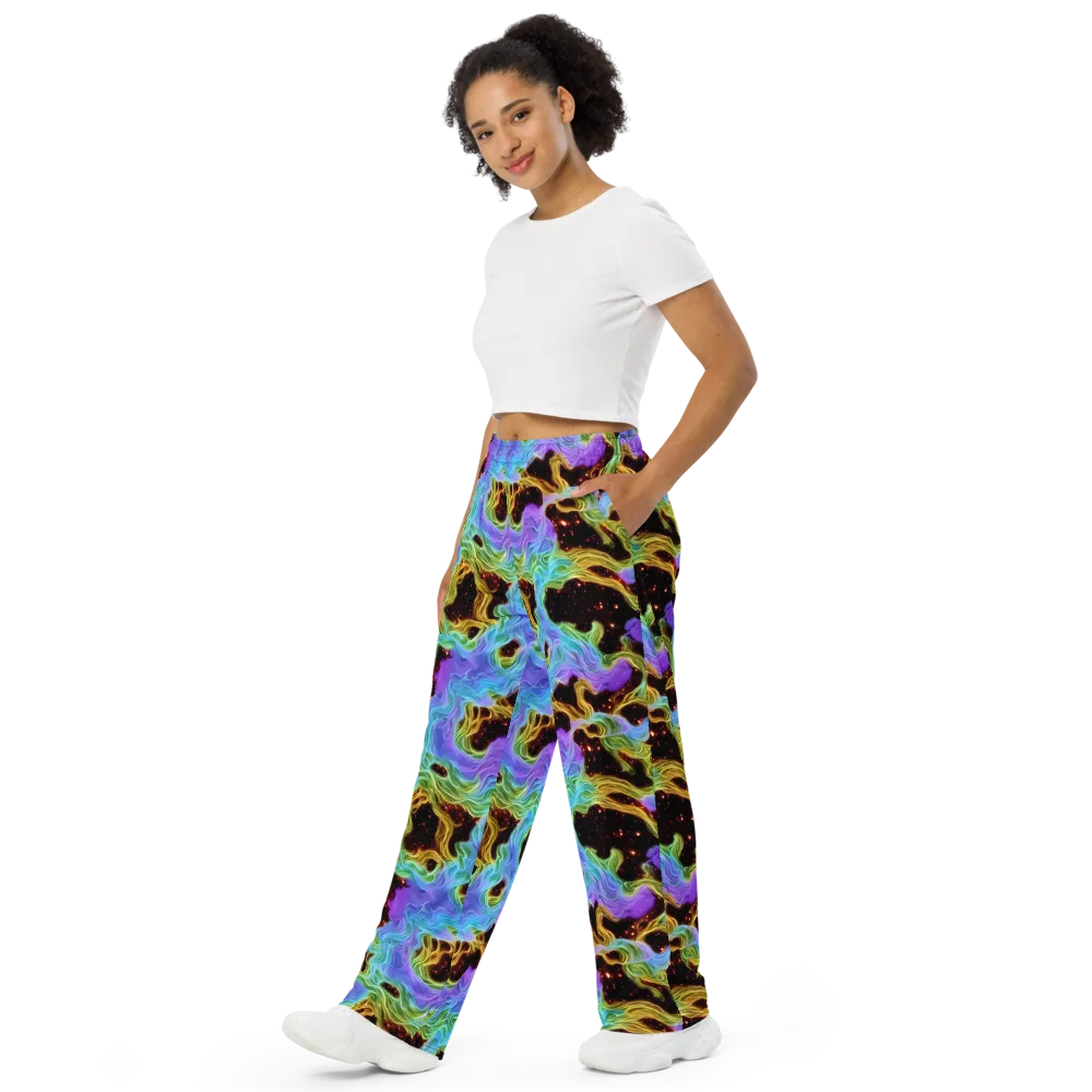 Galactic Tides on Wide-Leg Pants — Left Front