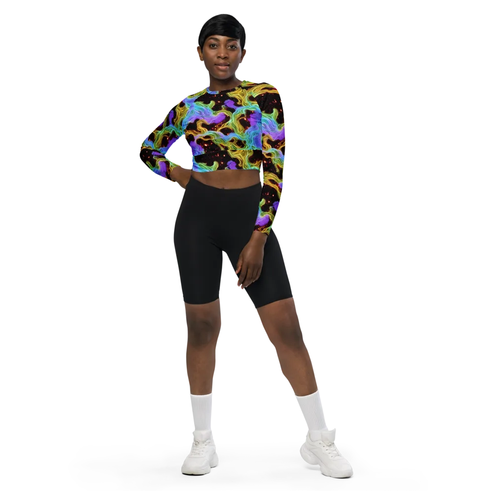 Galactic Tides on Long Sleeve Crop Top — Front