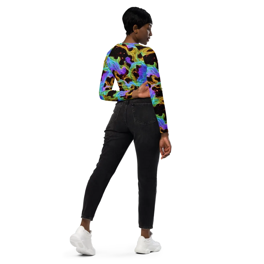 Galactic Tides on Long Sleeve Crop Top — Right Back