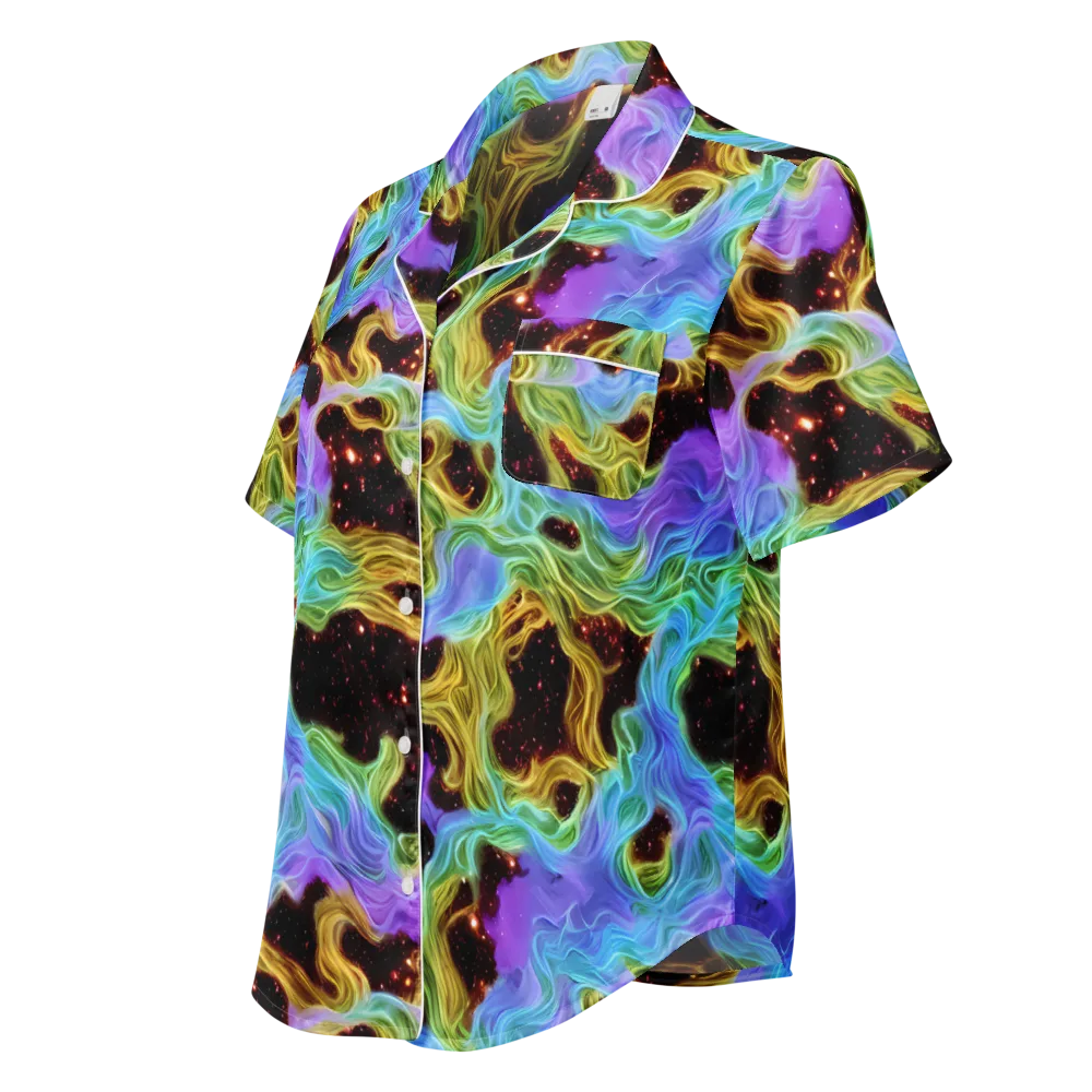 Galactic Tides on Women's Short Sleeve Pajama Top — Left Front