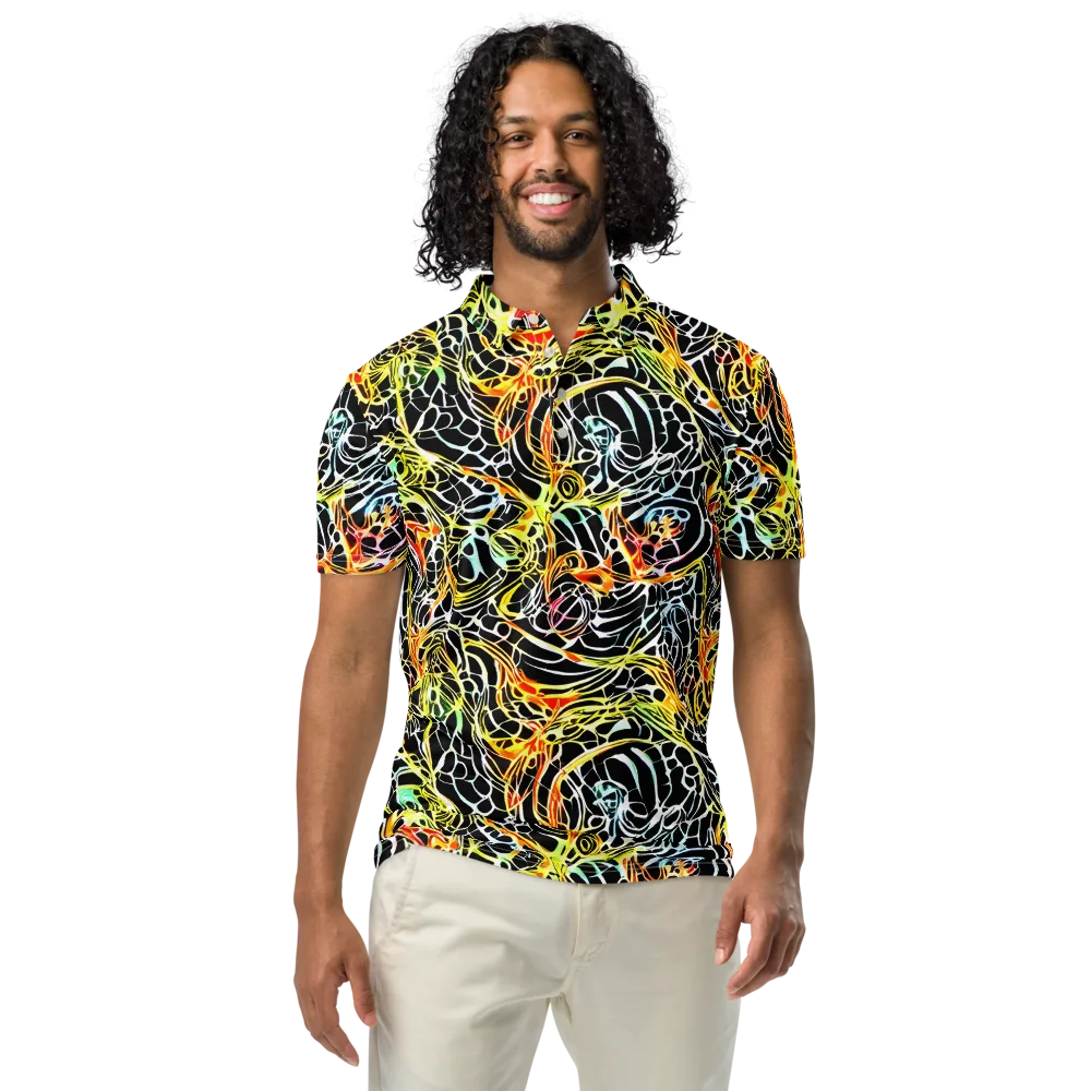 Electric Anatomy on Men's Slim Fit Polo Shirt — Front