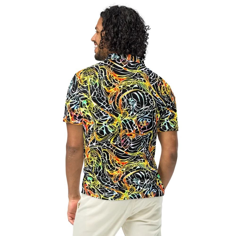 Electric Anatomy on Men's Slim Fit Polo Shirt — Back
