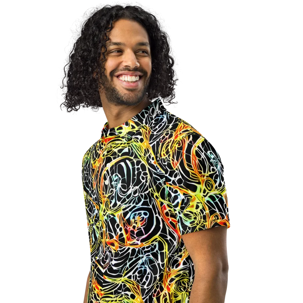 Electric Anatomy on Men's Slim Fit Polo Shirt — Left Front