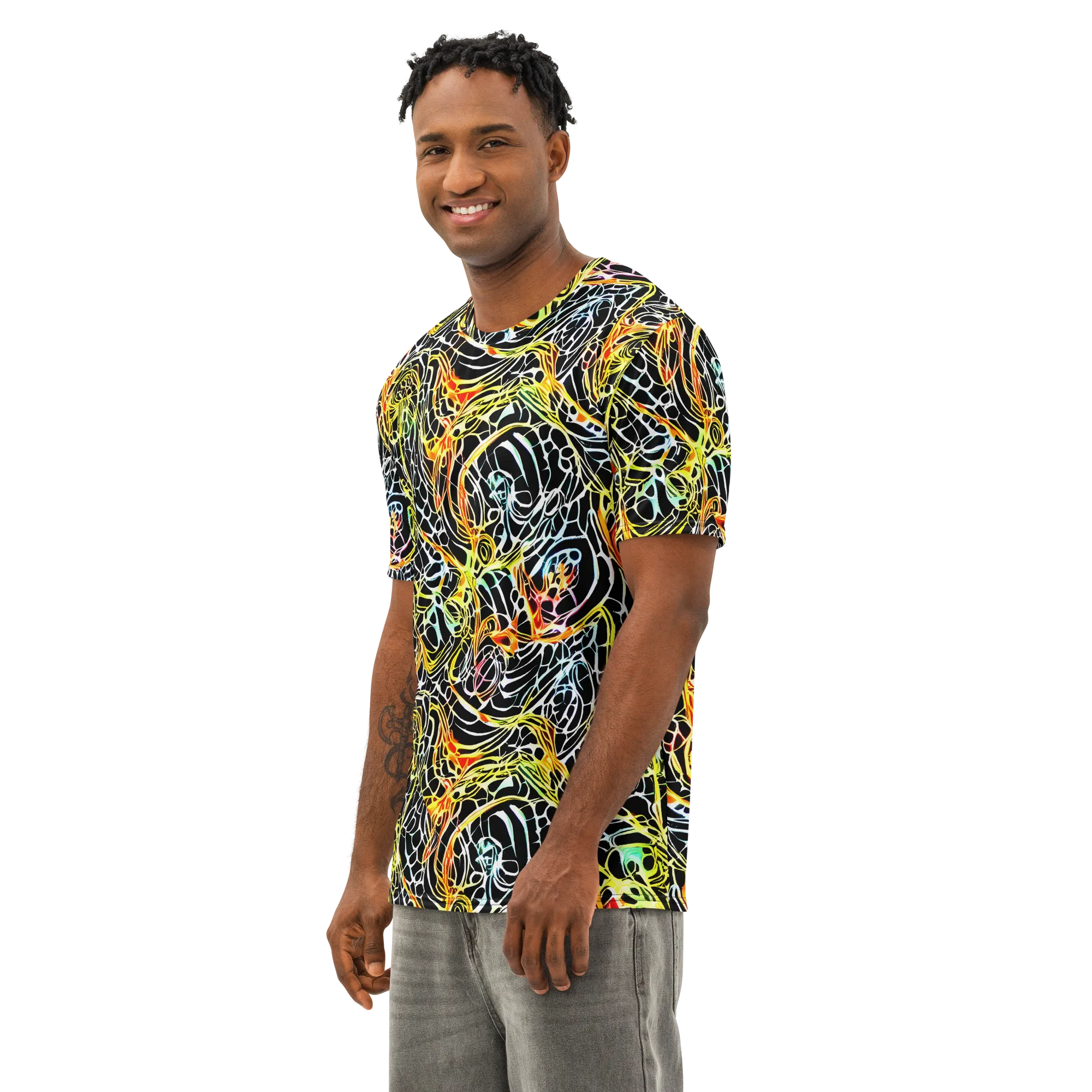 Electric Anatomy on Men's Cotton Crew Neck T-Shirt — Left Front