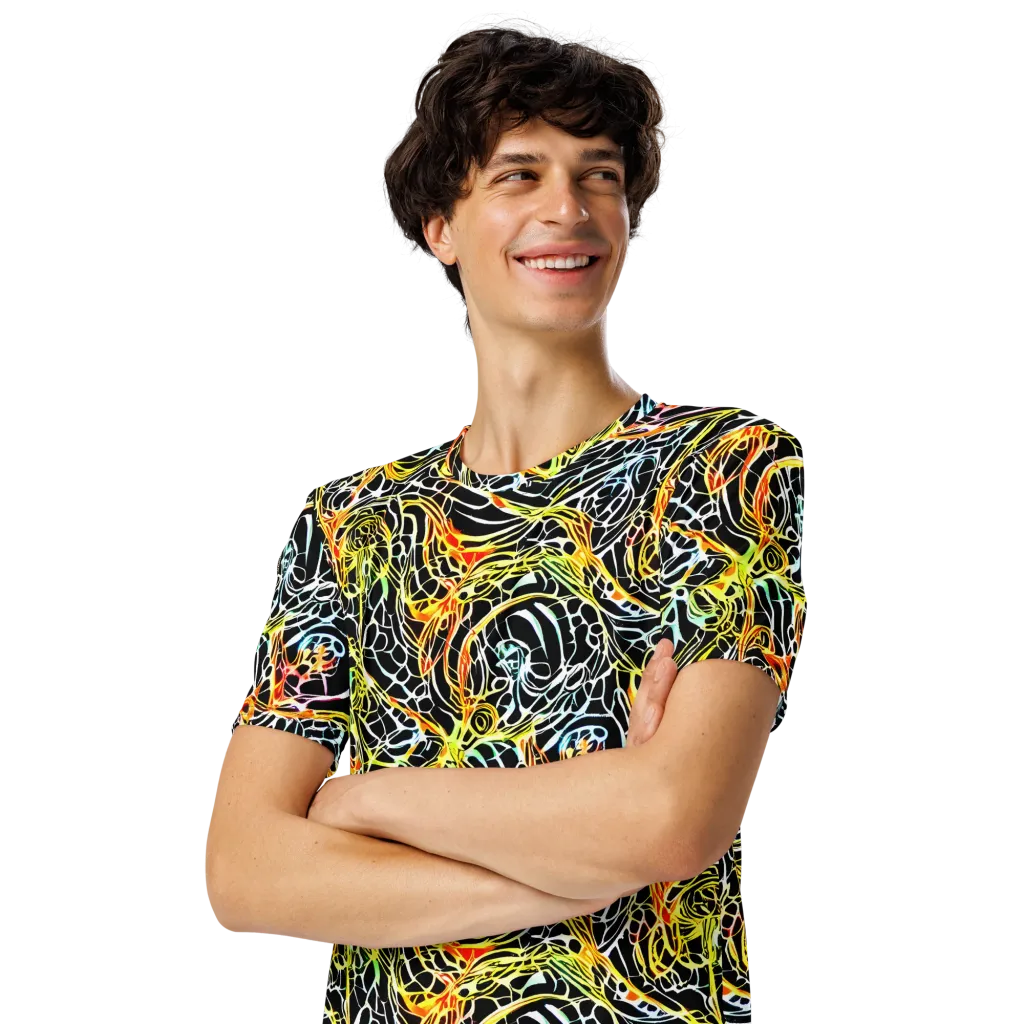 Electric Anatomy on Men's Crew Neck T-Shirt — Left Front