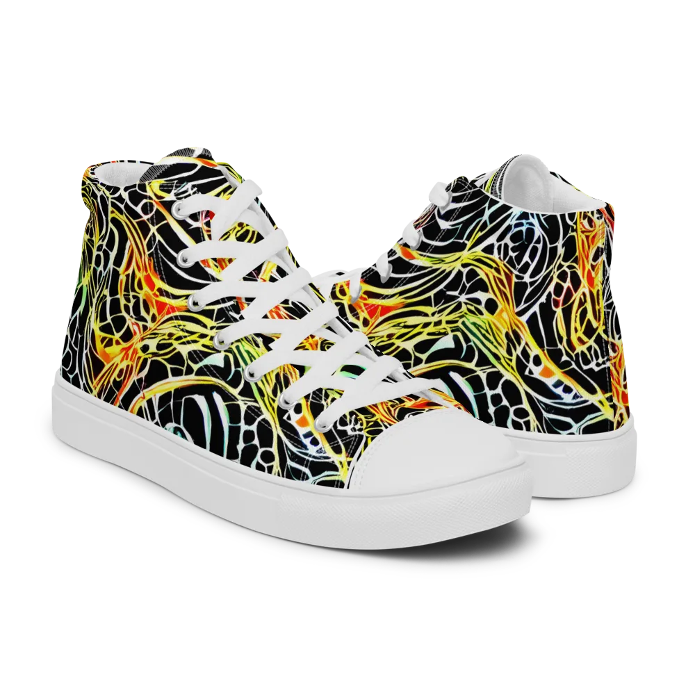 Electric Anatomy on Men's High Top Canvas Shoes — Right