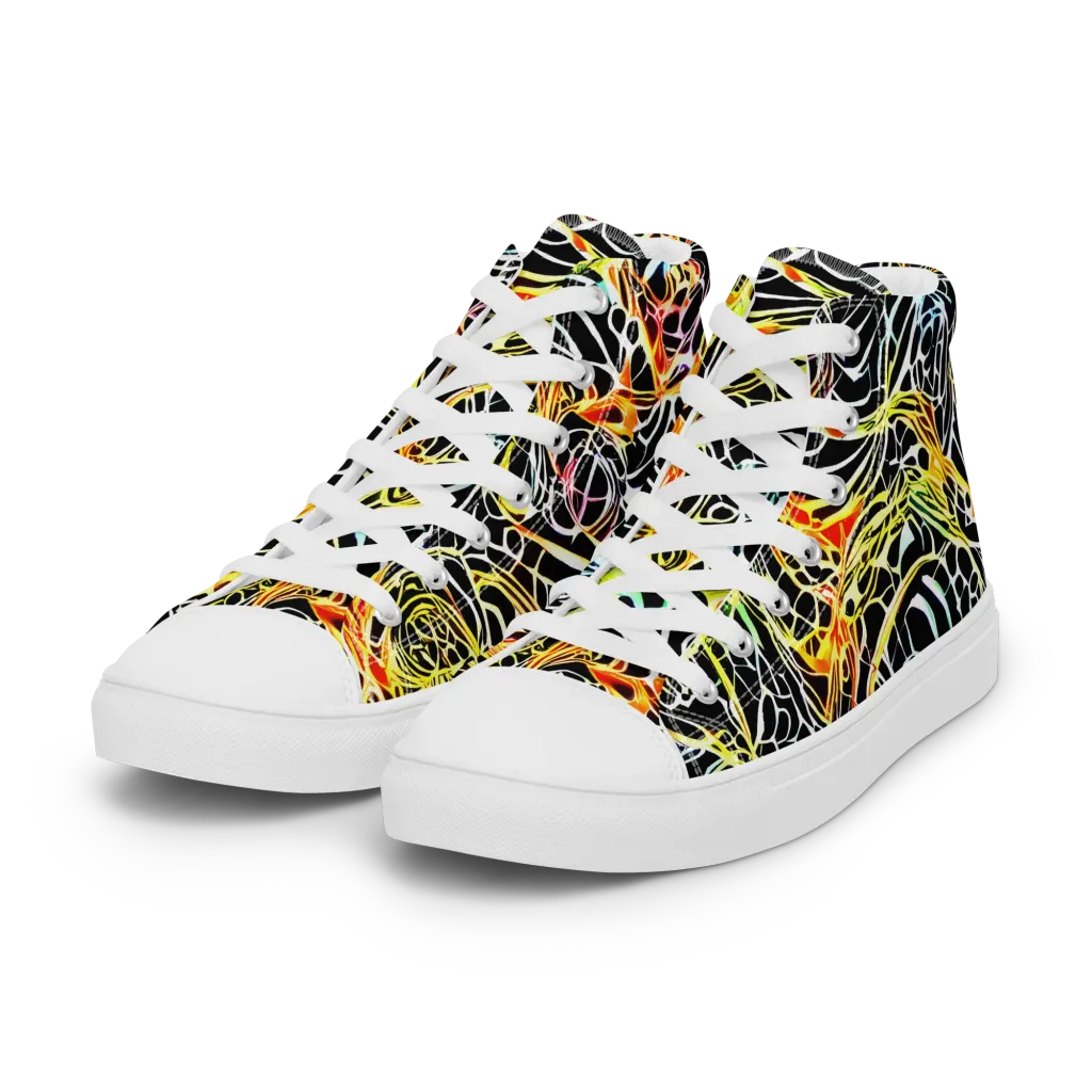Electric Anatomy on Women's High Top Canvas Shoes — Left Front