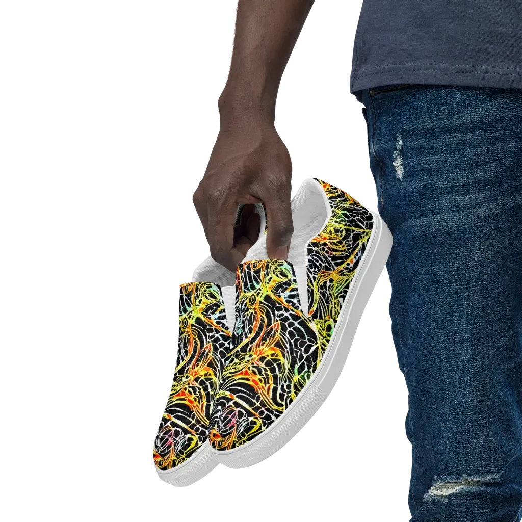 Electric Anatomy on Men's Slip-On Canvas Shoes — Left Front