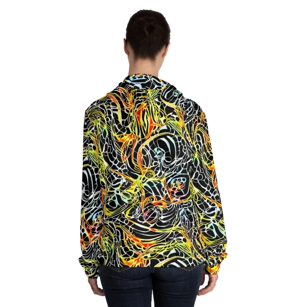Electric Anatomy on Women's Full-Zip Hoodie — Back On Person