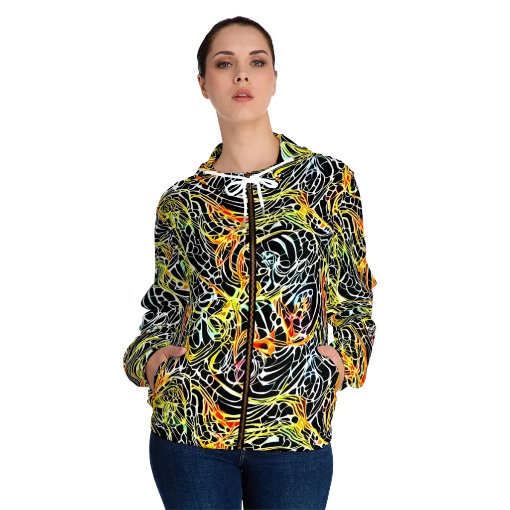 Electric Anatomy on Women's Full-Zip Hoodie — Front On Person
