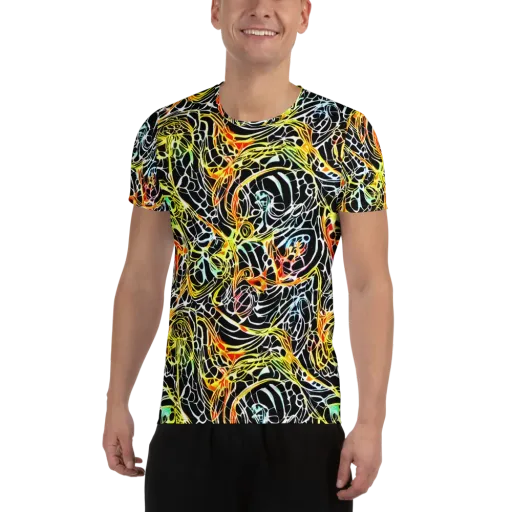 Electric Anatomy on a Men's Athletic T-Shirt