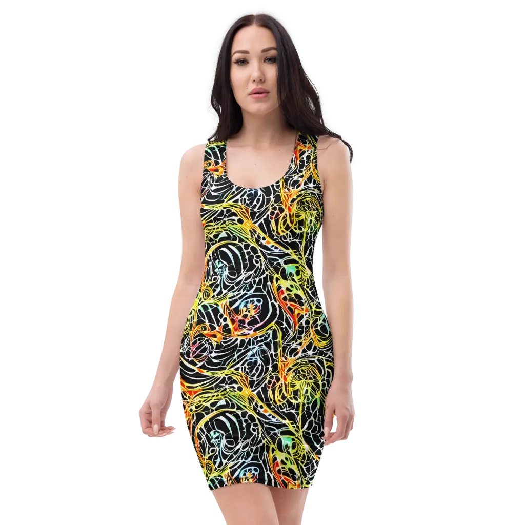 Electric Anatomy on Bodycon Dress — Front