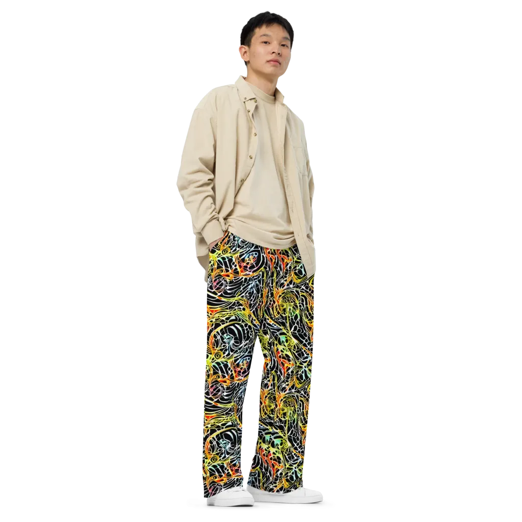 Electric Anatomy on Wide-Leg Pants — Right Front