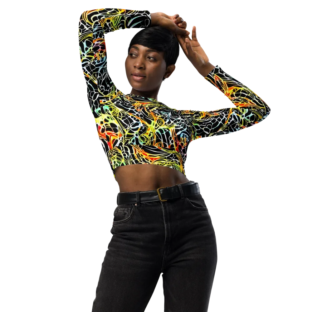 Electric Anatomy on Long Sleeve Crop Top — Front