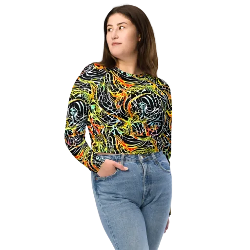 Electric Anatomy on a Long Sleeve Crop Top