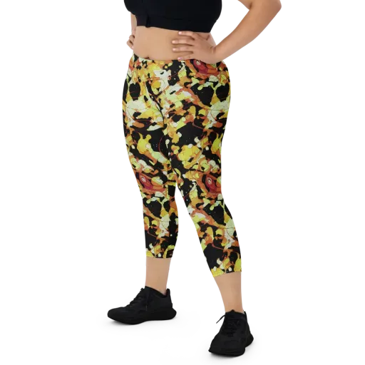 Saffron Orbit on a Capri Leggings