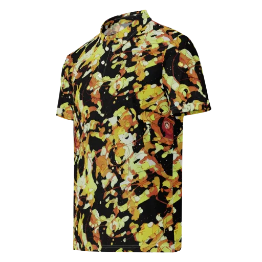 Saffron Orbit on a Men's Slim Fit Polo Shirt